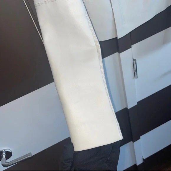 VEDA White & Black Flap Leather Jacket Size Medium - Picture 9 of 15